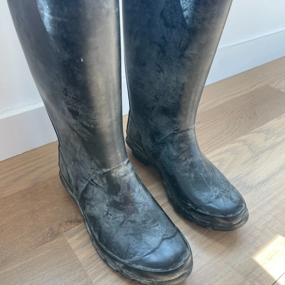 Hunter Knee High Tall Rubber Rain Boots Black Size 5